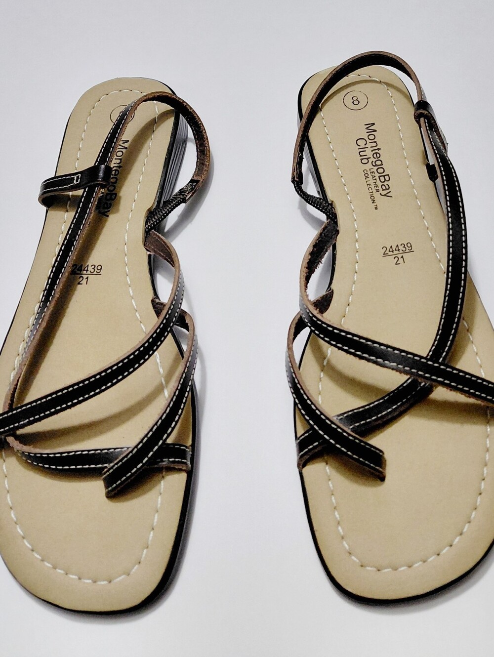 MONTEGO BAY CLUB Leather Collection Women's Brown Strappy Sandals - 8